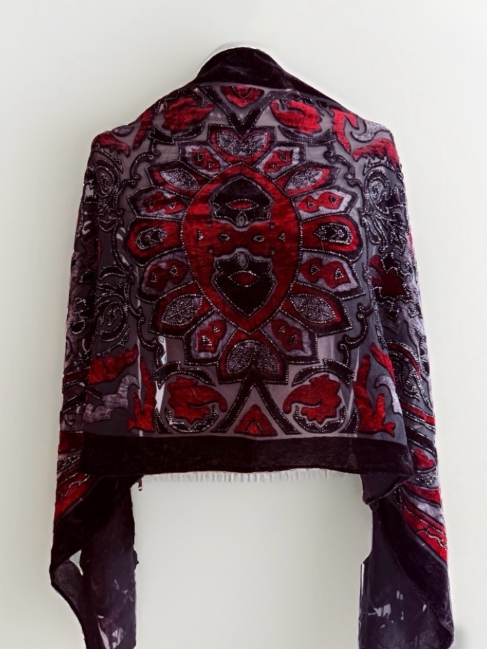 Burnout velvet shawl